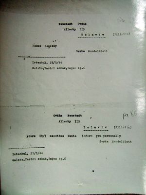 Telegram oznamujúci pprepustenie Gisi Fleischmannovej z väzenia