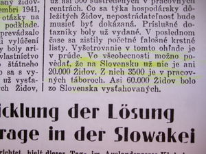 60,000 Jews were expelled from Slovakia. Journal of the Jewish Council in Bratislava, Autumn 1942