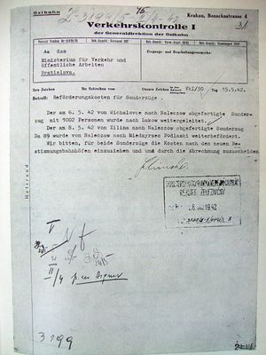 Request by Polish Railways for reimbursement of transport costs for the Slovak Jews deportations
