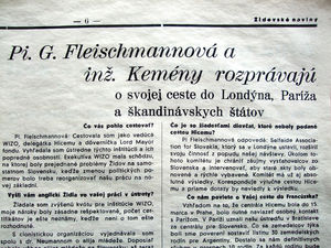 Rozhovor S Gisi Fleischmannovou a ing. Keményim o ich ceste po Európe na podporu vysťahovalectva, Haderech, jeseň 1939